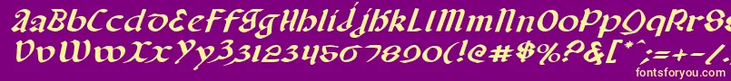 Valeriusei-Schriftart – Gelbe Schriften auf violettem Hintergrund