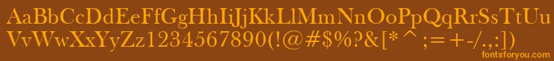 FrysBaskervilleBt Font – Orange Fonts on Brown Background
