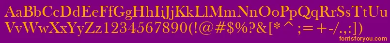 FrysBaskervilleBt Font – Orange Fonts on Purple Background