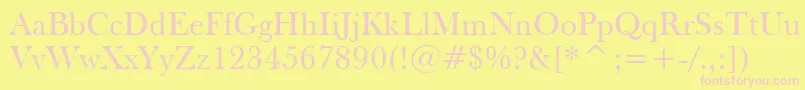 Fonte FrysBaskervilleBt – fontes rosa em um fundo amarelo