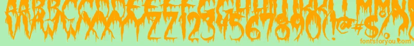 WerewolfMoon-Schriftart – Orangefarbene Schriften auf grünem Hintergrund