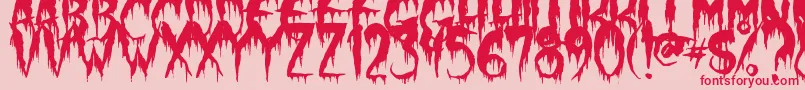 Fonte WerewolfMoon – fontes vermelhas em um fundo rosa