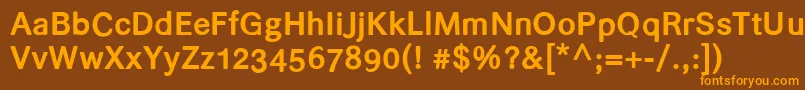 フォントHelvaribold – オレンジ色の文字が茶色の背景にあります。