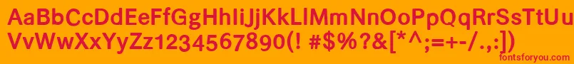 フォントHelvaribold – オレンジの背景に赤い文字