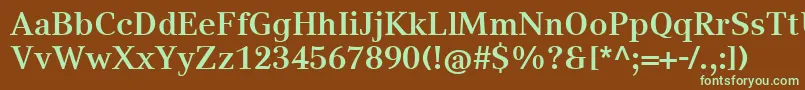 フォントCompatilTextLtComBold – 緑色の文字が茶色の背景にあります。