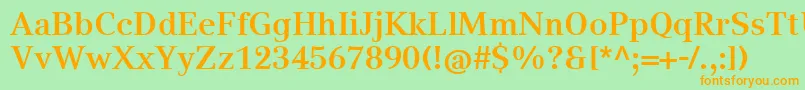 フォントCompatilTextLtComBold – オレンジの文字が緑の背景にあります。