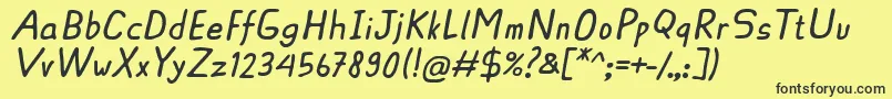 Fonte AscotaRegularItalic – fontes pretas em um fundo amarelo
