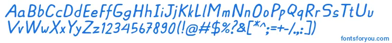 AscotaRegularItalic-Schriftart – Blaue Schriften auf weißem Hintergrund