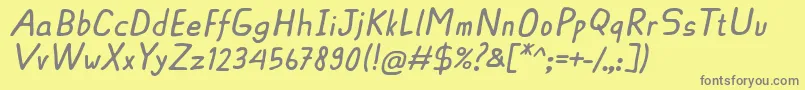 Fonte AscotaRegularItalic – fontes cinzas em um fundo amarelo