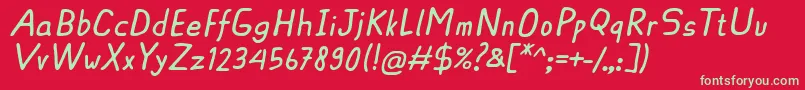 AscotaRegularItalic-fontti – vihreät fontit punaisella taustalla