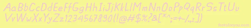 Fonte AscotaRegularItalic – fontes rosa em um fundo amarelo