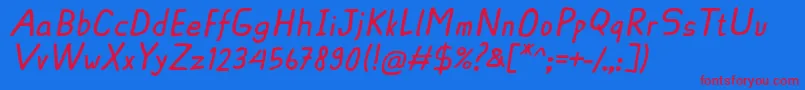 Czcionka AscotaRegularItalic – czerwone czcionki na niebieskim tle