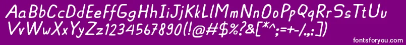 AscotaRegularItalic-Schriftart – Weiße Schriften auf violettem Hintergrund