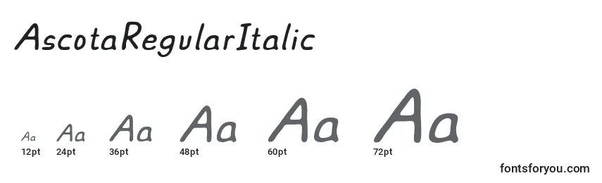 Размеры шрифта AscotaRegularItalic