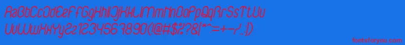 BabysuperheroItalicBold-Schriftart – Rote Schriften auf blauem Hintergrund