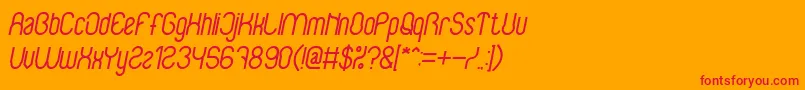 BabysuperheroItalicBold-Schriftart – Rote Schriften auf orangefarbenem Hintergrund