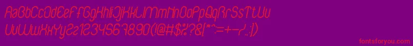 BabysuperheroItalicBold-Schriftart – Rote Schriften auf violettem Hintergrund