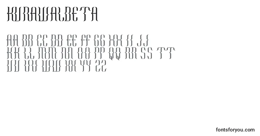 Schriftart KurawalBeta – Alphabet, Zahlen, spezielle Symbole