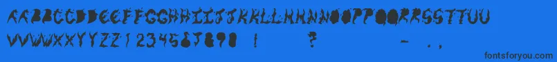 KeneelMessy Font – Black Fonts on Blue Background
