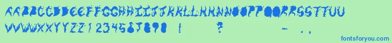 KeneelMessy Font – Blue Fonts on Green Background
