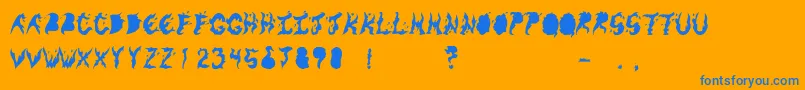 KeneelMessy Font – Blue Fonts on Orange Background