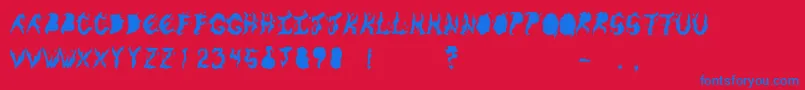 KeneelMessy Font – Blue Fonts on Red Background