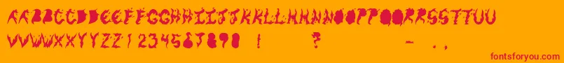KeneelMessy-Schriftart – Rote Schriften auf orangefarbenem Hintergrund