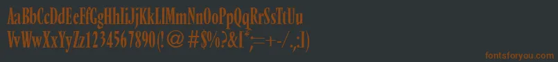 Fonte VendomecondtwoRegularDb – fontes marrons em um fundo preto