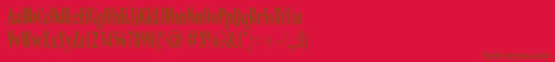 VendomecondtwoRegularDb-Schriftart – Braune Schriften auf rotem Hintergrund