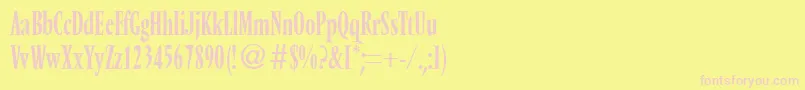 VendomecondtwoRegularDb-fontti – vaaleanpunaiset fontit keltaisella taustalla