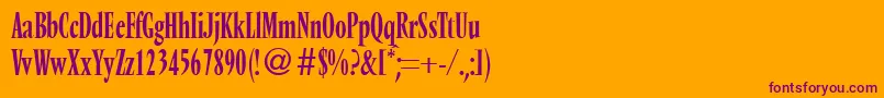 VendomecondtwoRegularDb-fontti – violetit fontit oranssilla taustalla