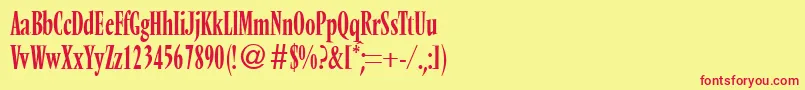 VendomecondtwoRegularDb-fontti – punaiset fontit keltaisella taustalla