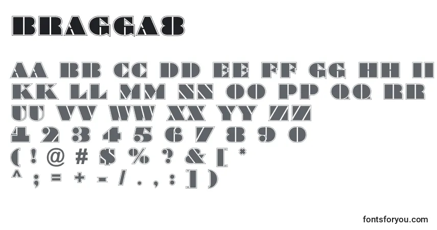 Czcionka Bragga8 – alfabet, cyfry, specjalne znaki