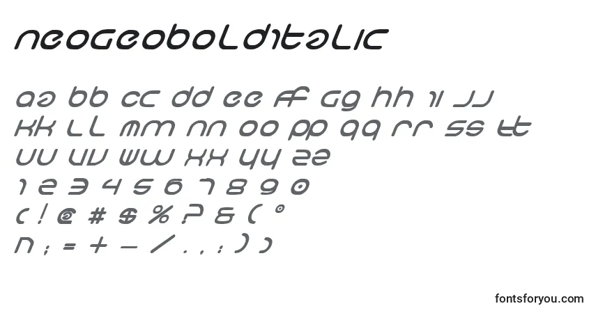 NeoGeoBoldItalicフォント–アルファベット、数字、特殊文字