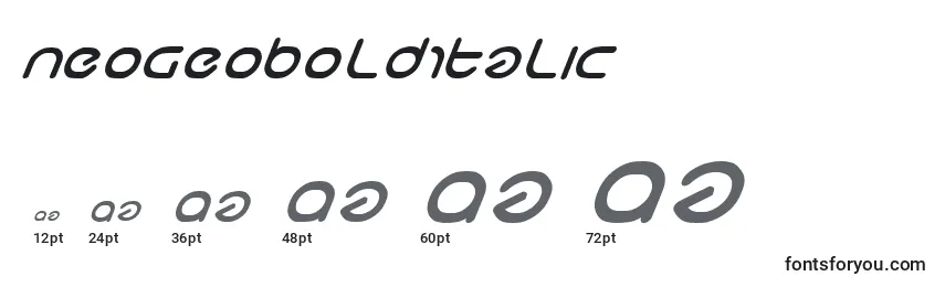 Размеры шрифта NeoGeoBoldItalic