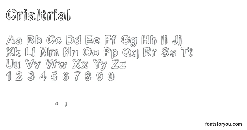Czcionka Crialtrial (113578) – alfabet, cyfry, specjalne znaki