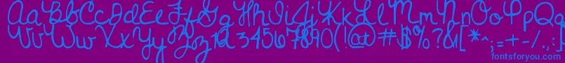 Nevergrowup Font – Blue Fonts on Purple Background