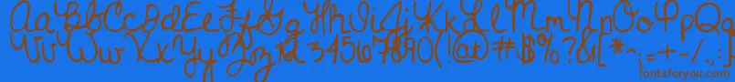 Nevergrowup Font – Brown Fonts on Blue Background