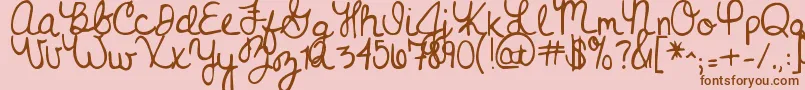 Nevergrowup-Schriftart – Braune Schriften auf rosa Hintergrund