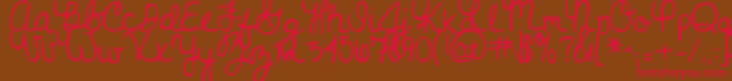 Nevergrowup Font – Red Fonts on Brown Background