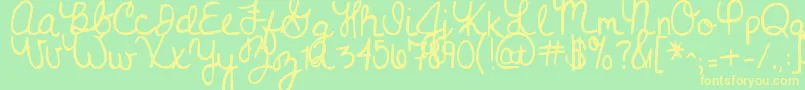 Nevergrowup Font – Yellow Fonts on Green Background