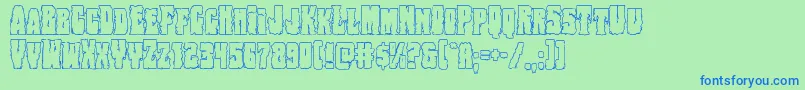 フォントBogbeastout – 青い文字は緑の背景です。