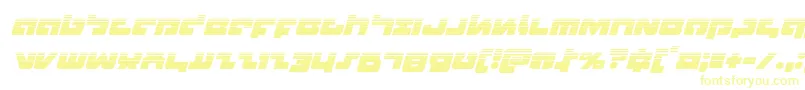 Boomstickhalfital-Schriftart – Gelbe Schriften auf weißem Hintergrund