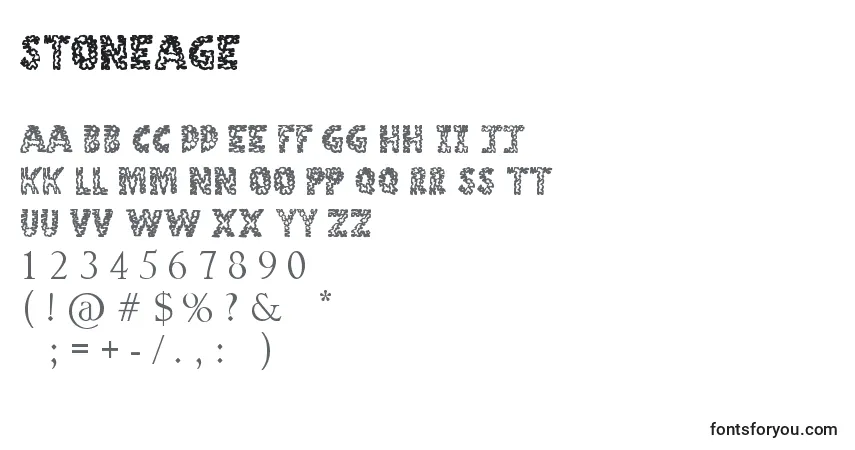 Schriftart StoneAge – Alphabet, Zahlen, spezielle Symbole