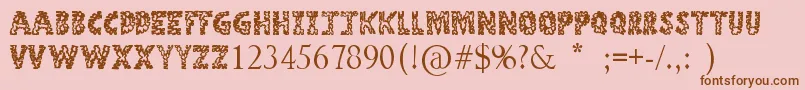 StoneAge-Schriftart – Braune Schriften auf rosa Hintergrund
