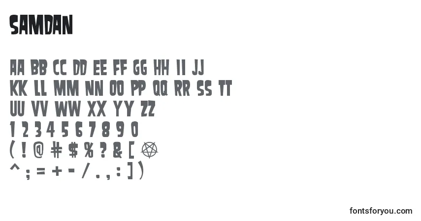 Samdan Font – alphabet, numbers, special characters