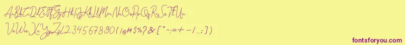 Cantilena-Schriftart – Violette Schriften auf gelbem Hintergrund
