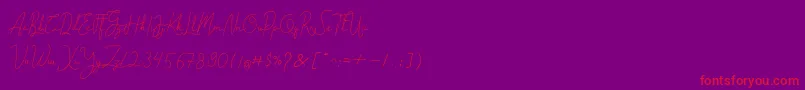 Cantilena-Schriftart – Rote Schriften auf violettem Hintergrund