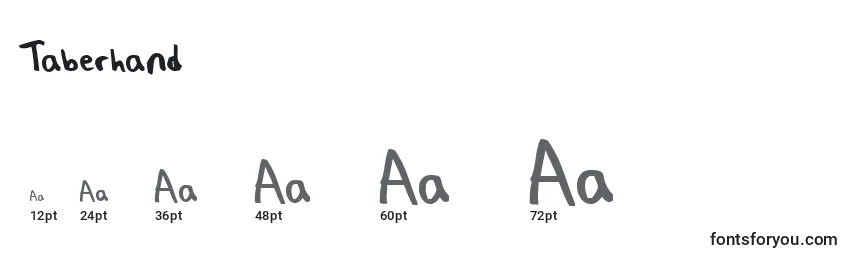 Taberhand Font Sizes