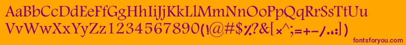 KHoma-Schriftart – Violette Schriften auf orangefarbenem Hintergrund